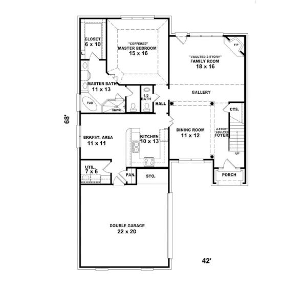 Traditional House Plan First Floor - Clausen Traditional Home 087D-0477 - Search House Plans and More