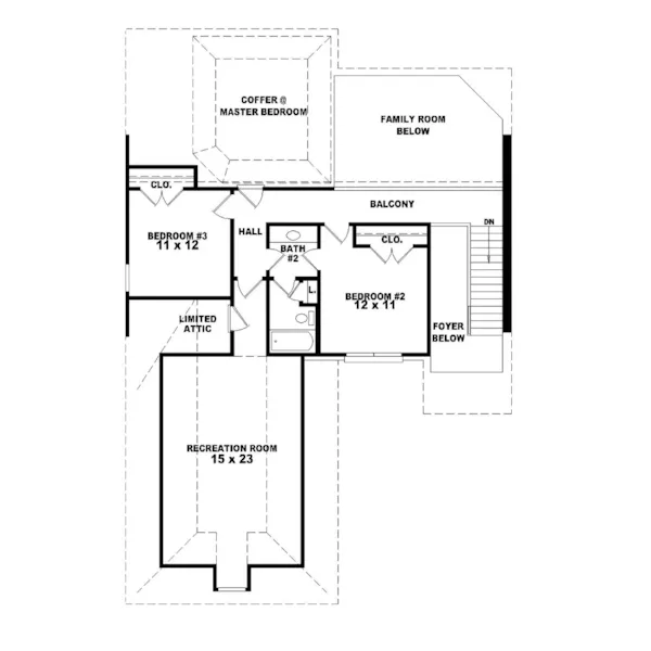 Traditional House Plan Second Floor - Clausen Traditional Home 087D-0477 - Search House Plans and More