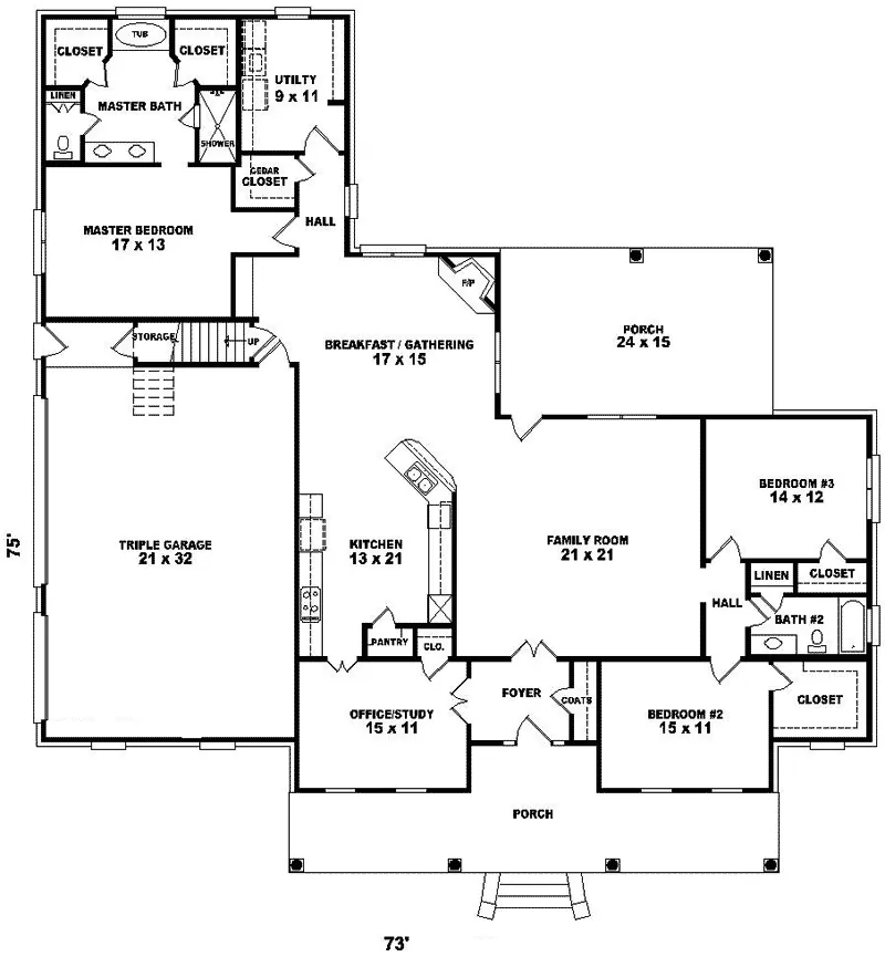 Country House Plan First Floor - Roosevelt Place Colonial Home 087D-0478 - Shop House Plans and More