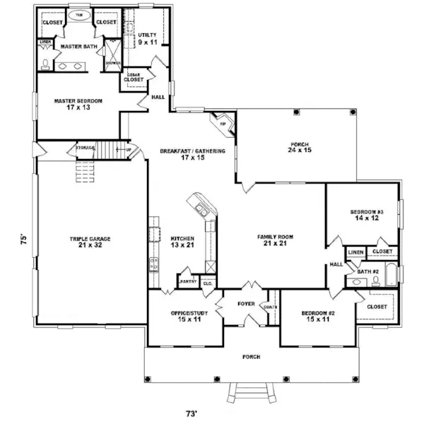 Colonial House Plan First Floor - Roosevelt Place Colonial Home 087D-0478 - Shop House Plans and More