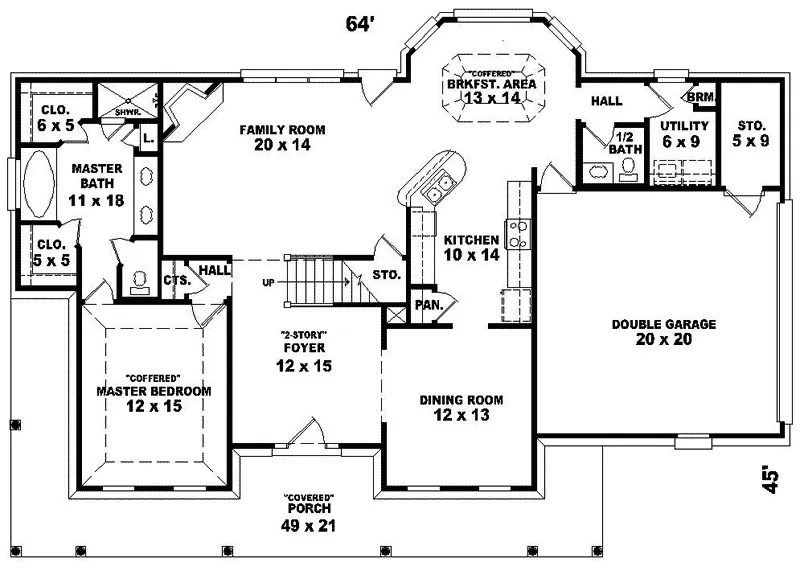 Southern Plantation House Plan First Floor - Mint Mill Southern Colonial Home 087D-0485 - Shop House Plans and More
