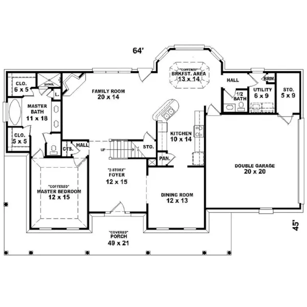 Southern Plantation House Plan First Floor - Mint Mill Southern Colonial Home 087D-0485 - Shop House Plans and More