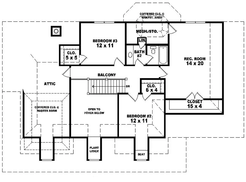 Colonial House Plan Second Floor - Mint Mill Southern Colonial Home 087D-0485 - Shop House Plans and More