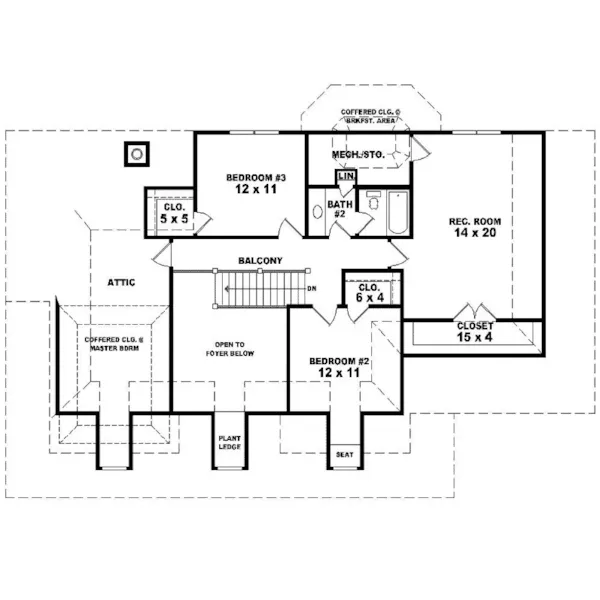 Southern Plantation House Plan Second Floor - Mint Mill Southern Colonial Home 087D-0485 - Shop House Plans and More