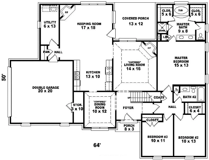 Traditional House Plan First Floor - Harleck Southern Home 087D-0488 - Search House Plans and More