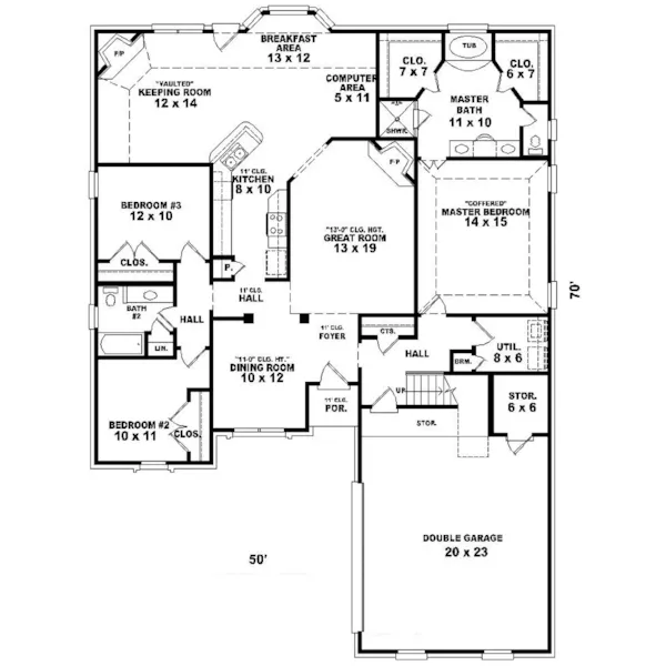 Traditional House Plan First Floor - Longs Creek Traditional Home 087D-0492 - Shop House Plans and More