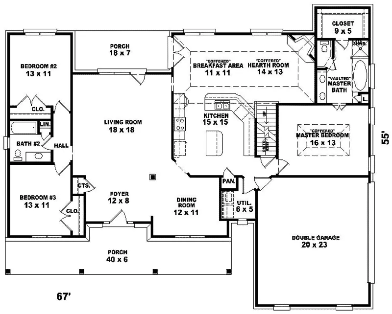Colonial House Plan First Floor - Sheldonville Cape Cod Home 087D-0493 - Shop House Plans and More