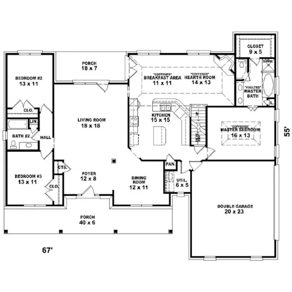 Traditional House Plan First Floor - Sheldonville Cape Cod Home 087D-0493 - Shop House Plans and More