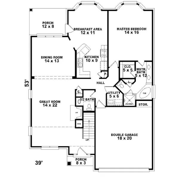 European House Plan First Floor - Bredell European Country Home 087D-0495 - Search House Plans and More