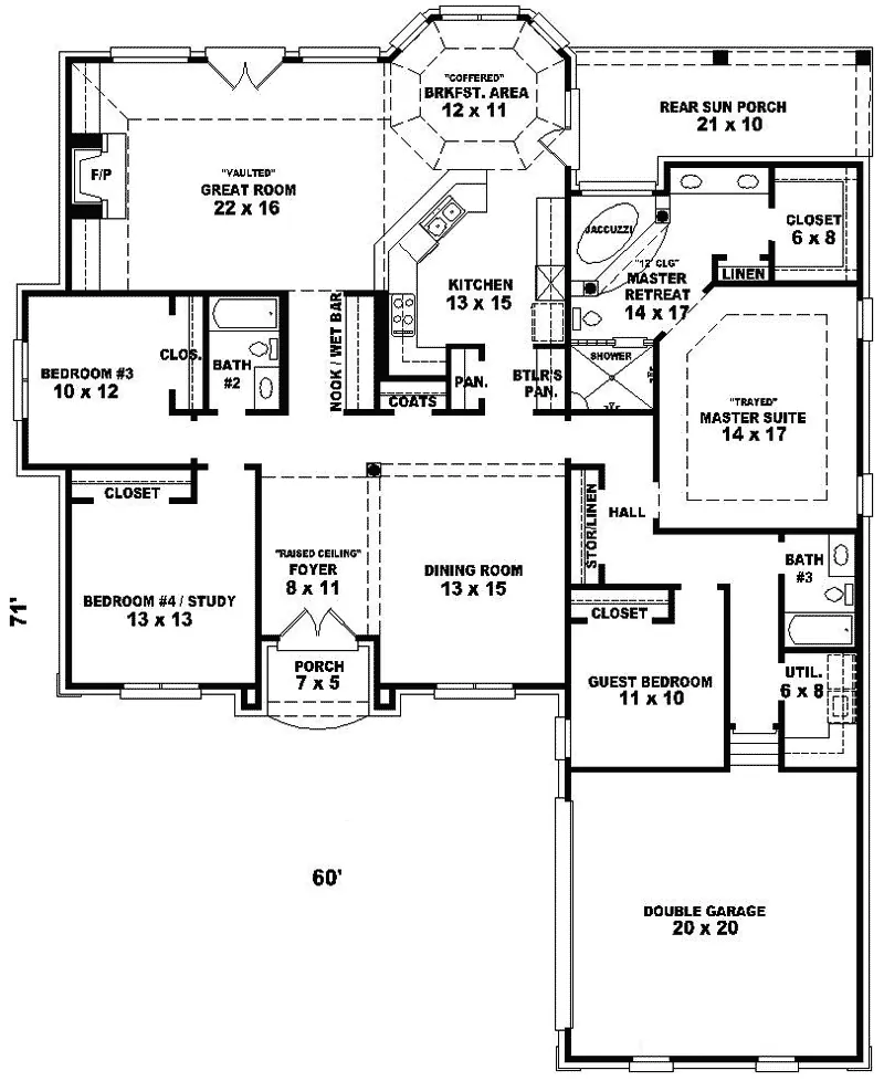 Traditional House Plan First Floor - Joachim Creek Craftsman Home 087D-0498 - Search House Plans and More