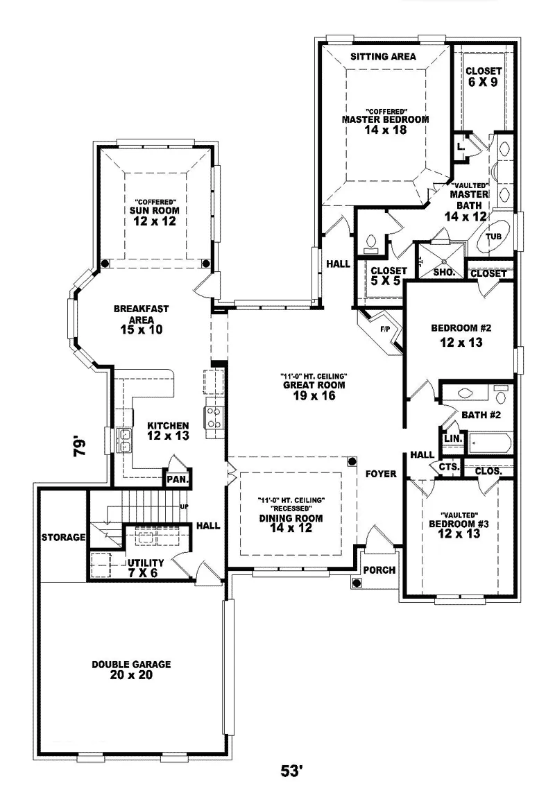 Southern House Plan First Floor - Wilmerding Traditional Home 087D-0502 - Shop House Plans and More