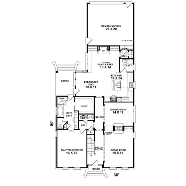 Cabin & Cottage House Plan First Floor - Manila Cape Cod Style Home 087D-0507 - Shop House Plans and More