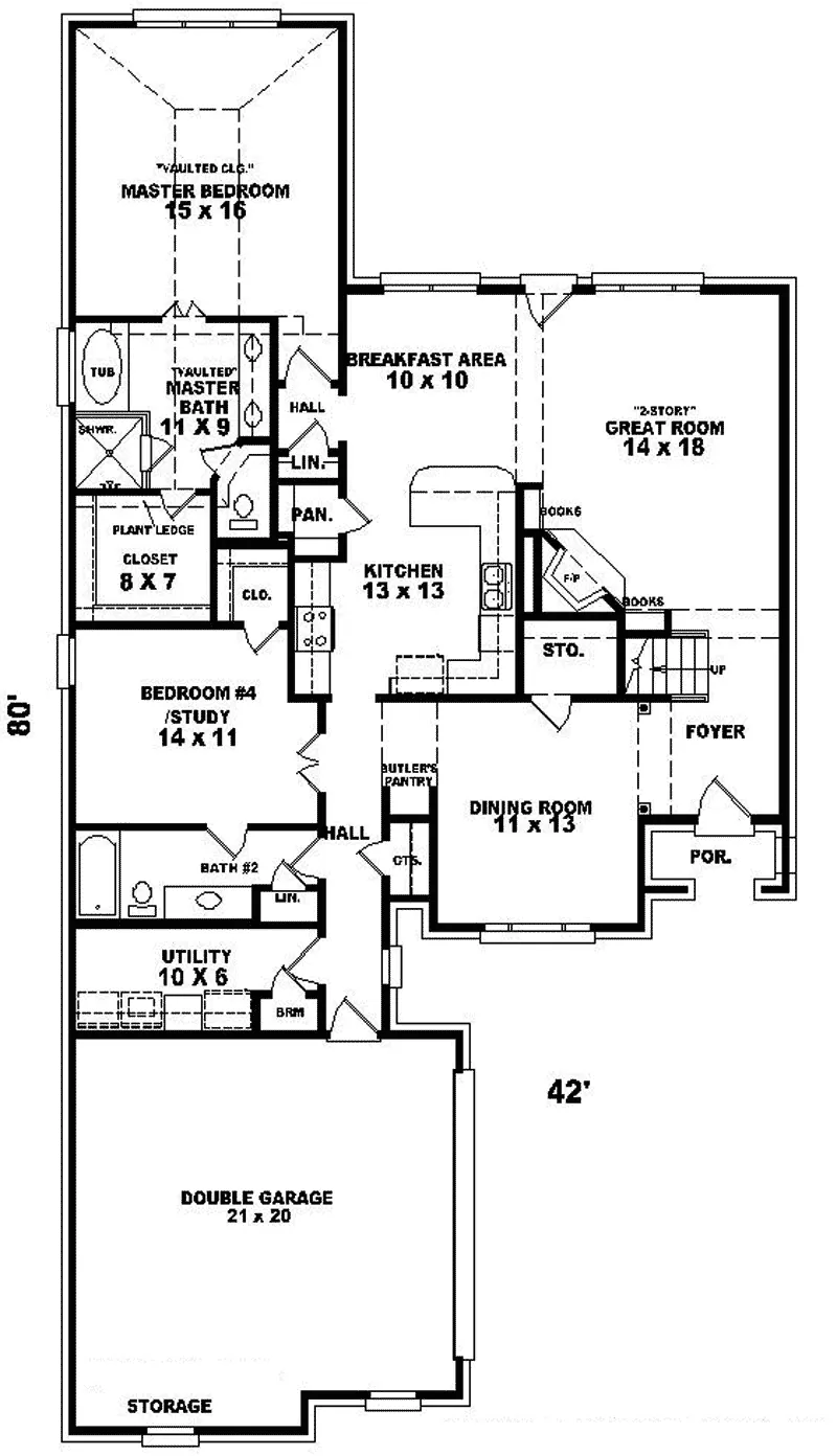 Southern House Plan First Floor - Cambrook Cove Cottage Home 087D-0518 - Search House Plans and More