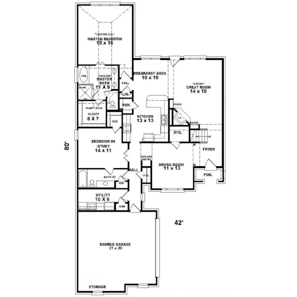 Country House Plan First Floor - Cambrook Cove Cottage Home 087D-0518 - Search House Plans and More