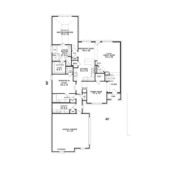 English Cottage House Plan First Floor - Greenwood Lake Traditional Home 087D-0519 - Search House Plans and More