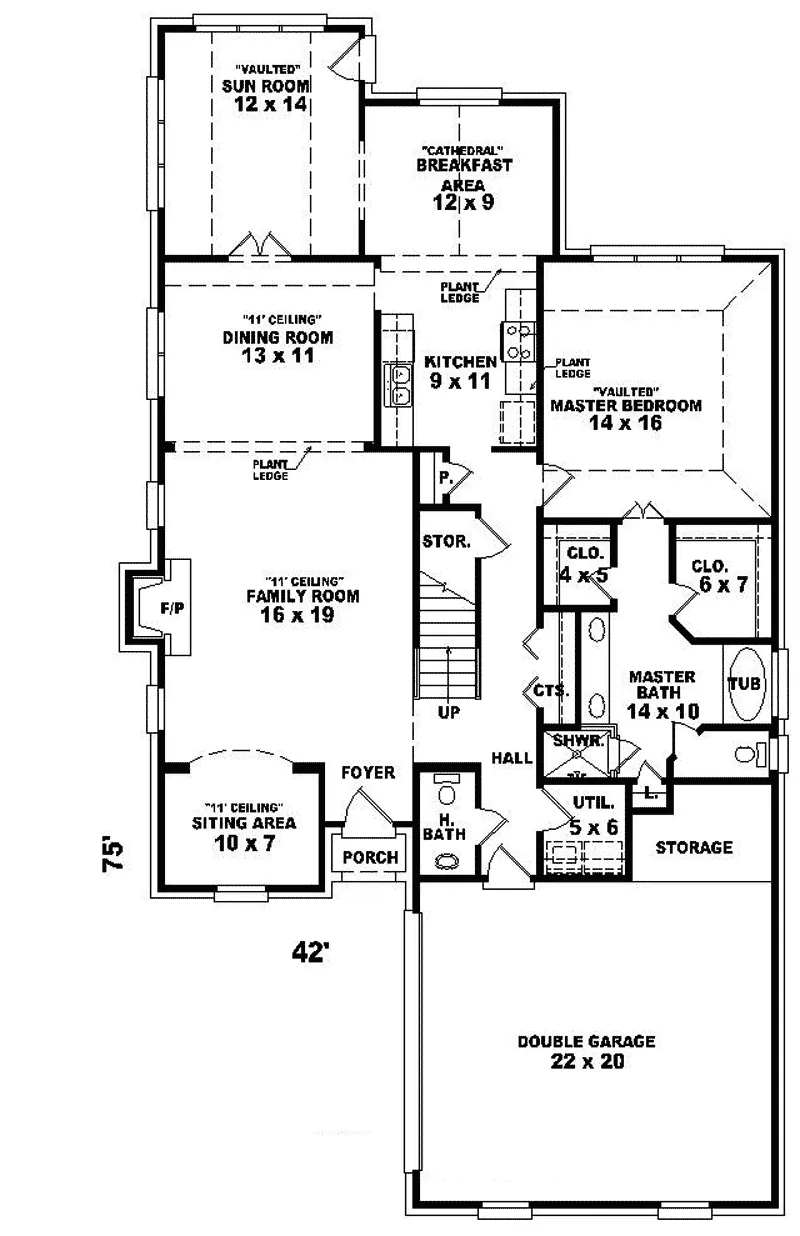 Country House Plan First Floor - Coquina Traditional Home 087D-0522 - Search House Plans and More