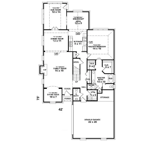 Country House Plan First Floor - Coquina Traditional Home 087D-0522 - Search House Plans and More