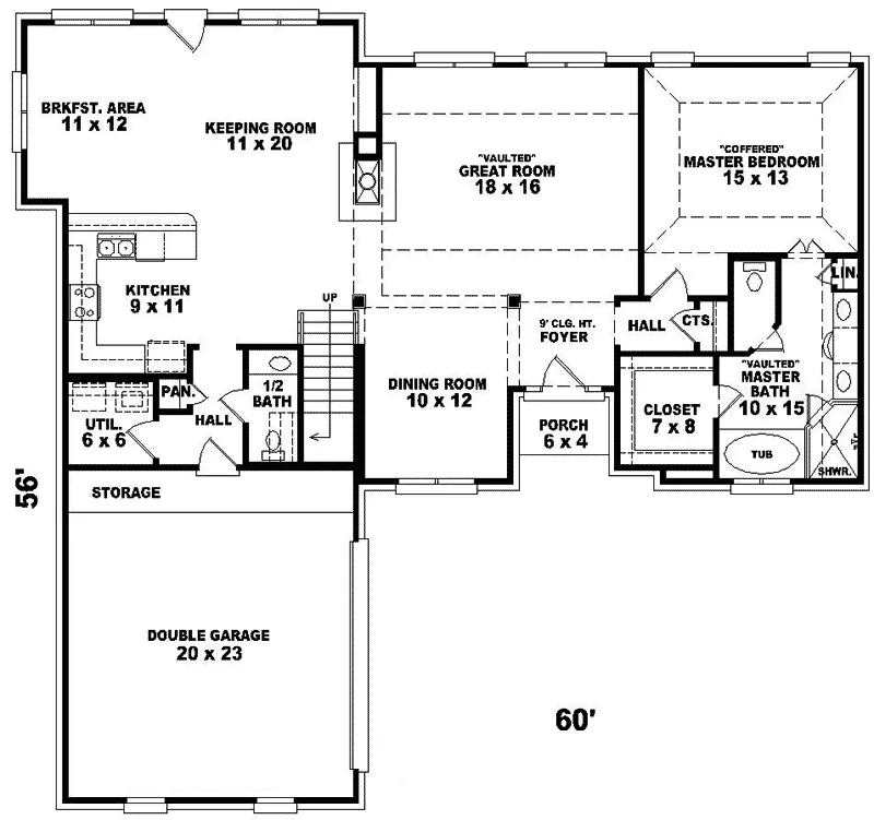 European House Plan First Floor - Darryl Traditional Home 087D-0523 - Search House Plans and More