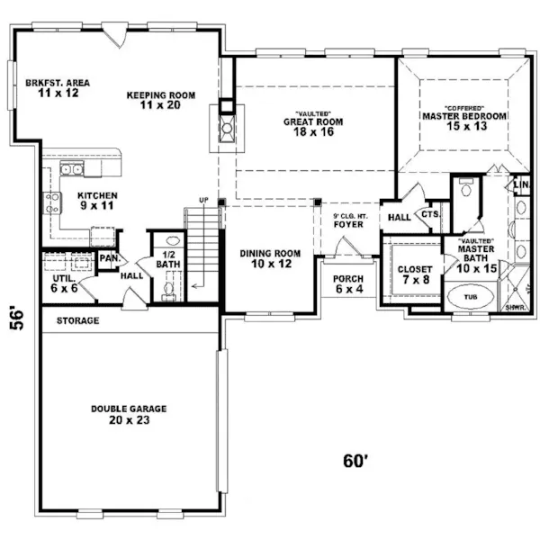 Country House Plan First Floor - Darryl Traditional Home 087D-0523 - Search House Plans and More