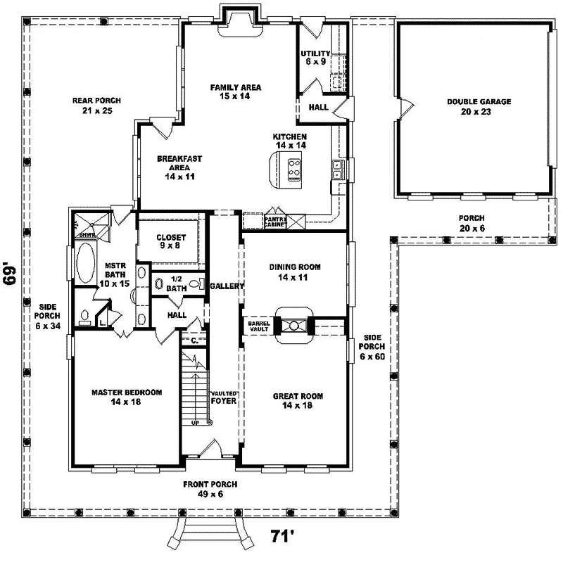 Traditional House Plan First Floor - Gilrose Country Home 087D-0527 - Search House Plans and More