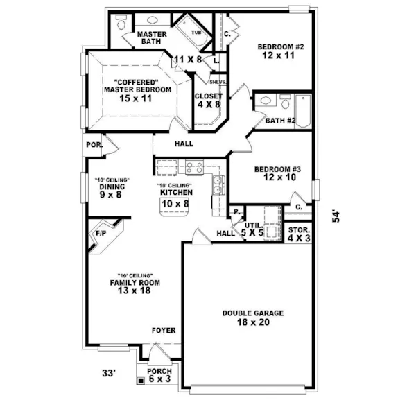 Southern House Plan First Floor - Partridge Ridge Narrow Lot Home 087D-0528 - Shop House Plans and More