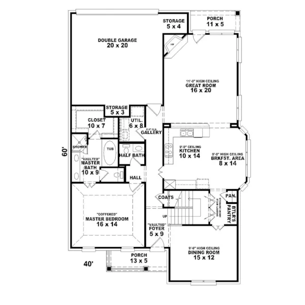 Traditional House Plan First Floor - Daegan European Home 087D-0530 - Search House Plans and More