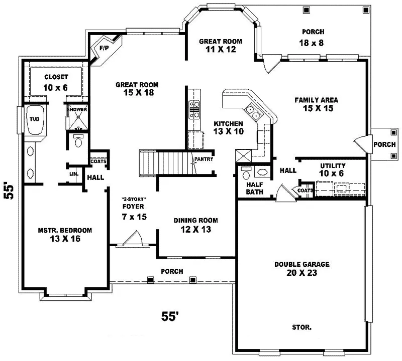 Southern House Plan First Floor - Antigo Traditional Home 087D-0533 - Search House Plans and More