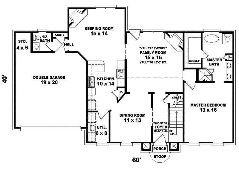 Traditional House Plan First Floor - Holman Traditional Home 087D-0536 - Search House Plans and More
