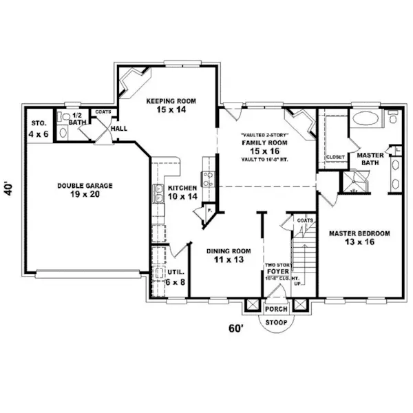 Georgian House Plan First Floor - Holman Traditional Home 087D-0536 - Search House Plans and More