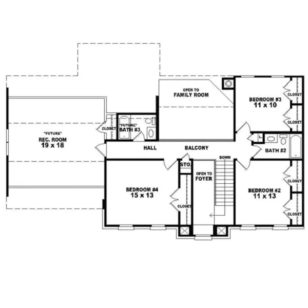 Georgian House Plan Second Floor - Holman Traditional Home 087D-0536 - Search House Plans and More