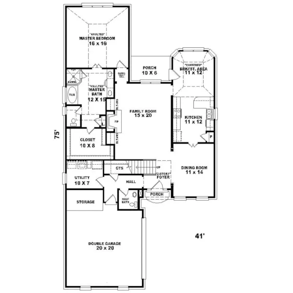 Southern House Plan First Floor - Brentmoor Place Southern Home 087D-0540 - Search House Plans and More