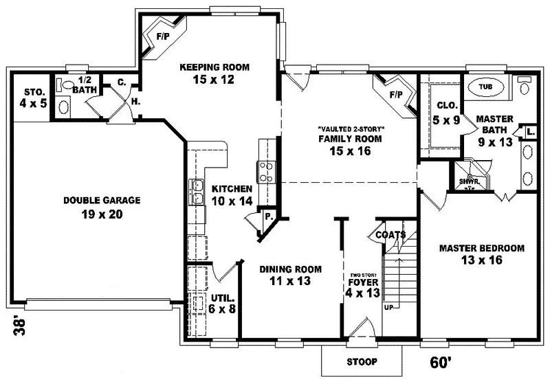 Southern House Plan First Floor - Stocksdale Colonial Home 087D-0542 - Shop House Plans and More