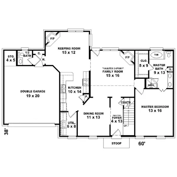 Greek Revival House Plan First Floor - Stocksdale Colonial Home 087D-0542 - Shop House Plans and More