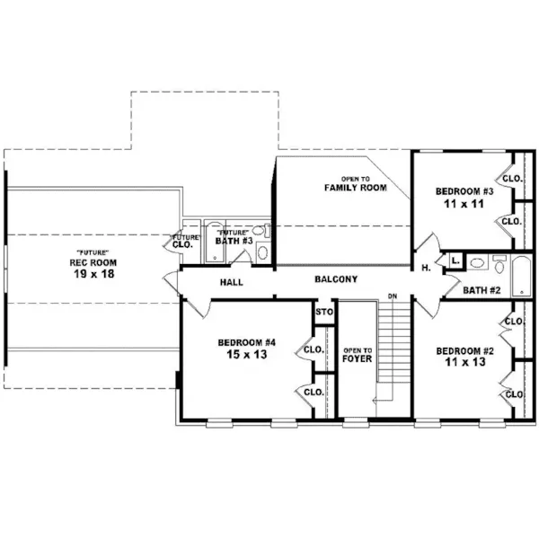 Greek Revival House Plan Second Floor - Stocksdale Colonial Home 087D-0542 - Shop House Plans and More