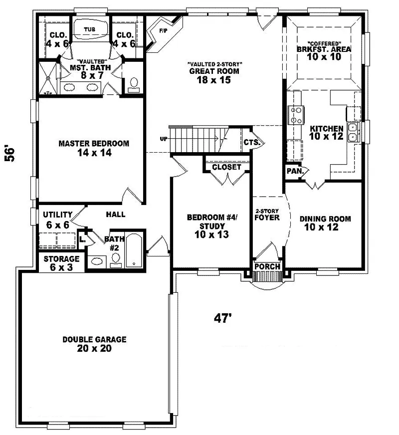 Traditional House Plan First Floor - Roxton Country French Home 087D-0544 - Shop House Plans and More