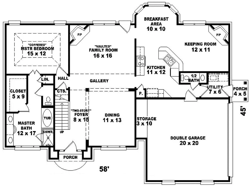Greek Revival House Plan First Floor - Breitling Georgian Home 087D-0546 - Search House Plans and More