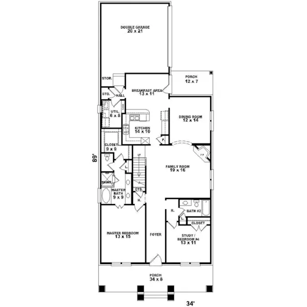 Arts & Crafts House Plan First Floor - Douglas Pass Craftsman Home 087D-0551 - Search House Plans and More