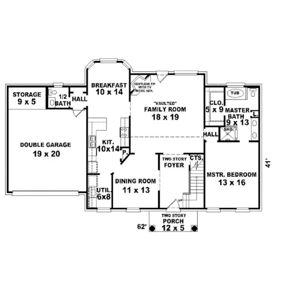 Georgian House Plan First Floor - Lake Luzerne Traditional Home 087D-0562 - Shop House Plans and More