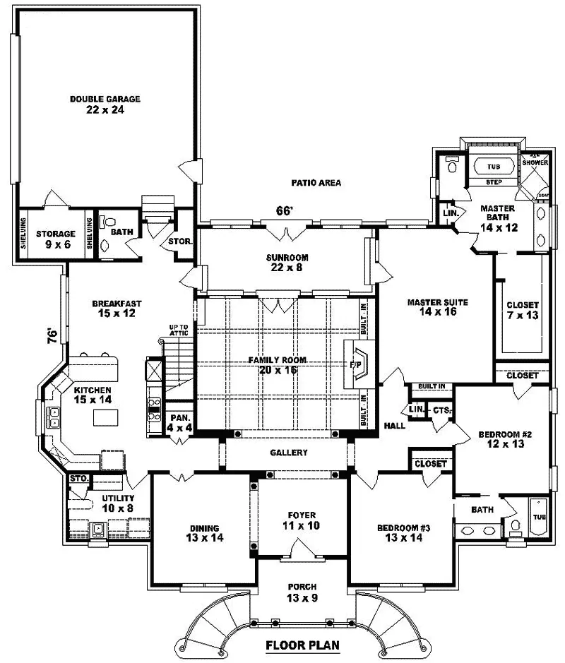 Traditional House Plan First Floor - Kittridge Traditional Ranch Home 087D-0566 - Search House Plans and More