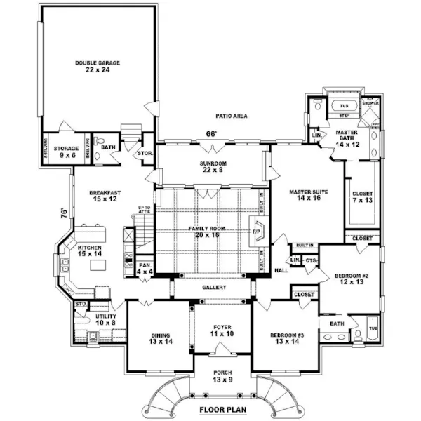 Southern House Plan First Floor - Kittridge Traditional Ranch Home 087D-0566 - Search House Plans and More