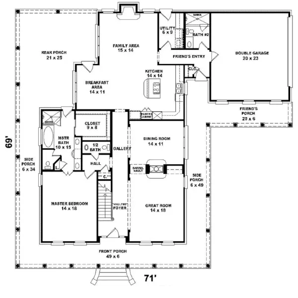 Country House Plan First Floor - Kent Manor Colonial Farmhouse 087D-0569 - Search House Plans and More