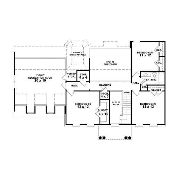 Southern Plantation House Plan Second Floor - Kings Glen Greek Revival Home 087D-0571 - Search House Plans and More