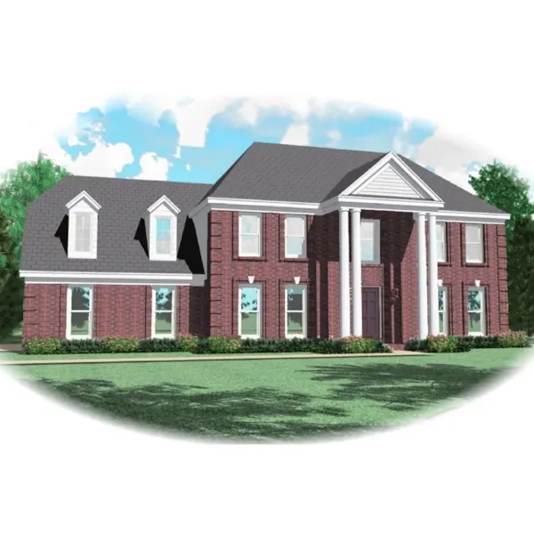 Southern Plantation House Plan Front of Home - Kings Glen Greek Revival Home 087D-0571 - Search House Plans and More