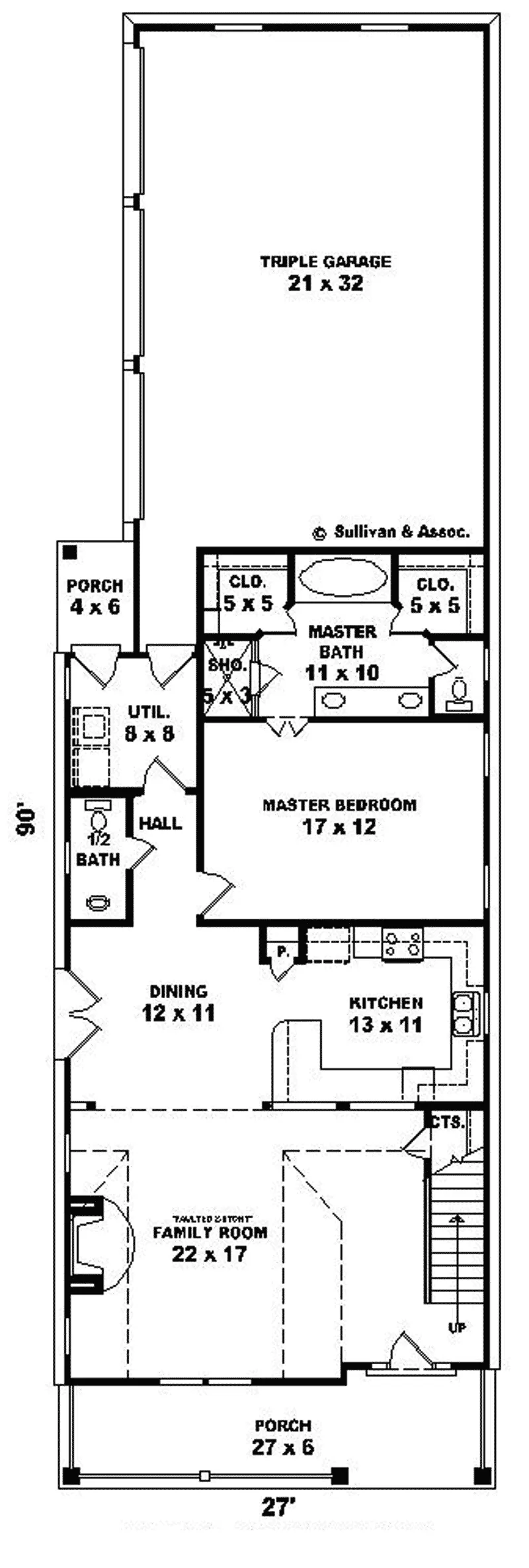 Arts & Crafts House Plan First Floor - Heathermoore Narrow Lot Home 087D-0576 - Search House Plans and More