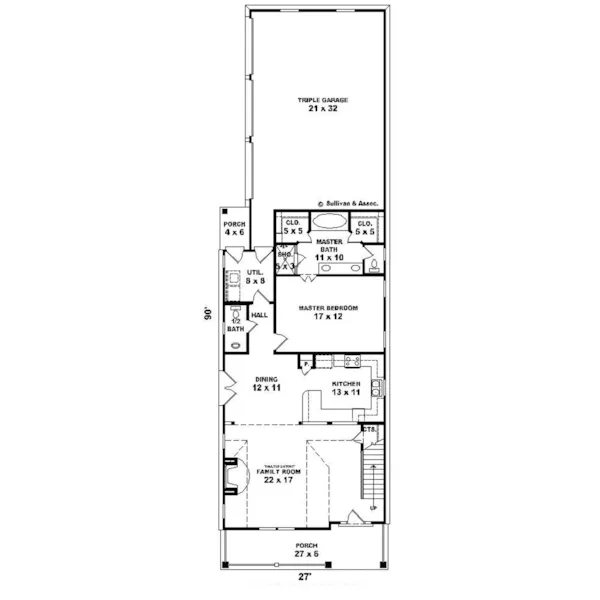 Arts & Crafts House Plan First Floor - Heathermoore Narrow Lot Home 087D-0576 - Search House Plans and More