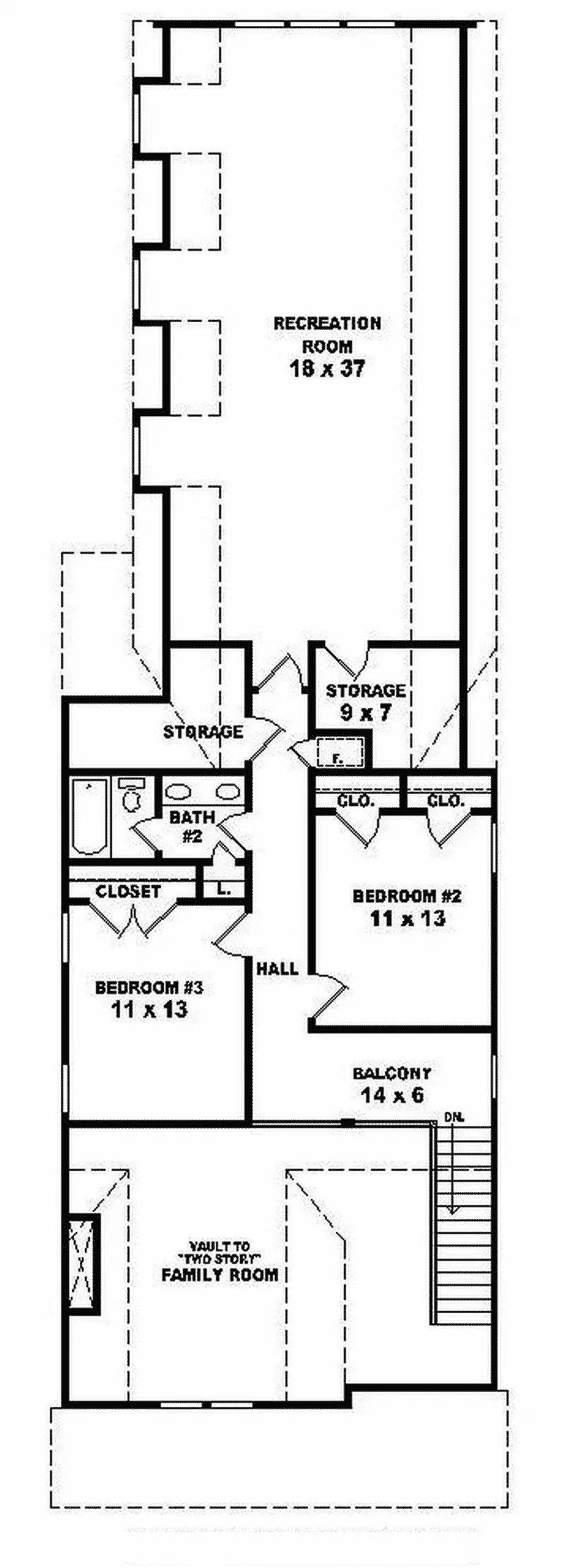 Vacation House Plan Second Floor - Heathermoore Narrow Lot Home 087D-0576 - Search House Plans and More
