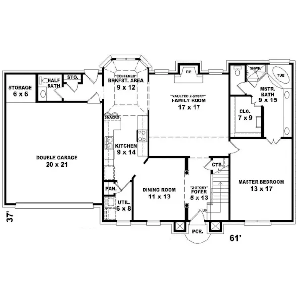 Colonial House Plan First Floor - Aiden Traditional Home 087D-0583 - Search House Plans and More