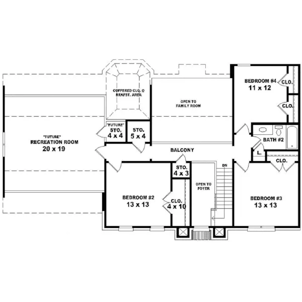 Colonial House Plan Second Floor - Aiden Traditional Home 087D-0583 - Search House Plans and More