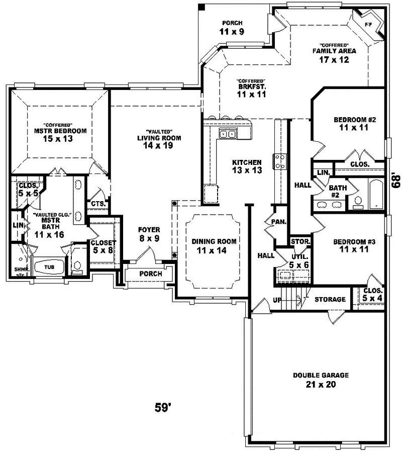 Traditional House Plan First Floor - Eagle Creek Traditional Home 087D-0590 - Search House Plans and More