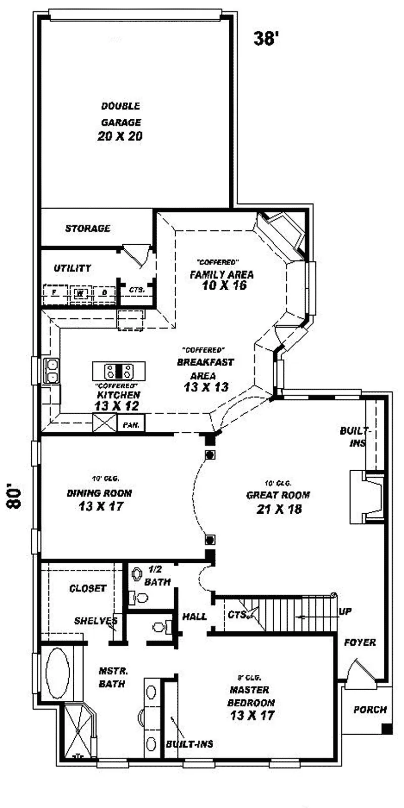 Southern House Plan First Floor - Heatherhaven Narrow Lot Home 087D-0594 - Search House Plans and More